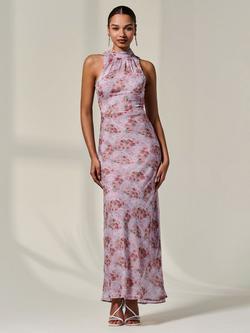 Jolie Moi Floral Chiffon Maxi Dress, Pink/Multi, Pink/Multi