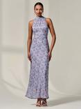 Jolie Moi Floral Halter Neck Maxi Dress, Purple/Multi