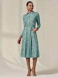 Jolie Moi Abstract Button Up Midi Dress, Teal/Multi