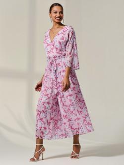 Jolie Moi Flared Chiffon Jumpsuit, Pink/Multi - view 2, Pink/Multi