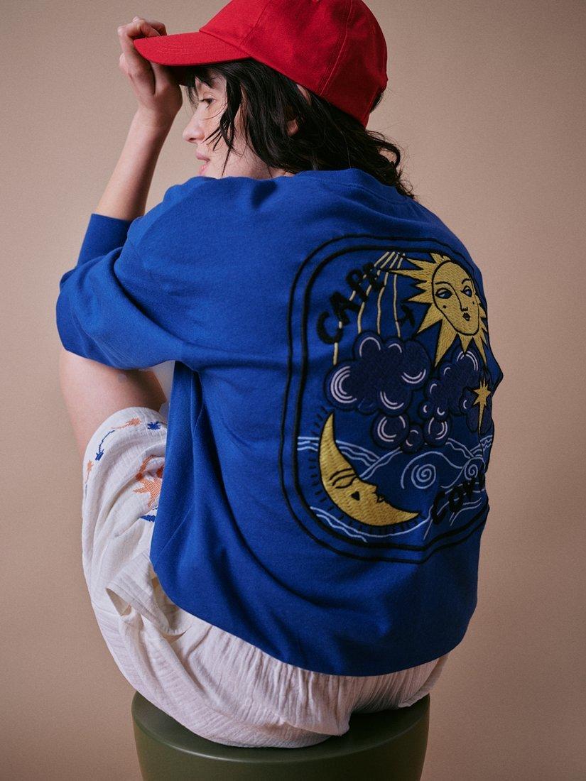 Product image 3 of 5, which shows Cape Cove Moon Sun Star Sweatshirt, Cobalt, XS