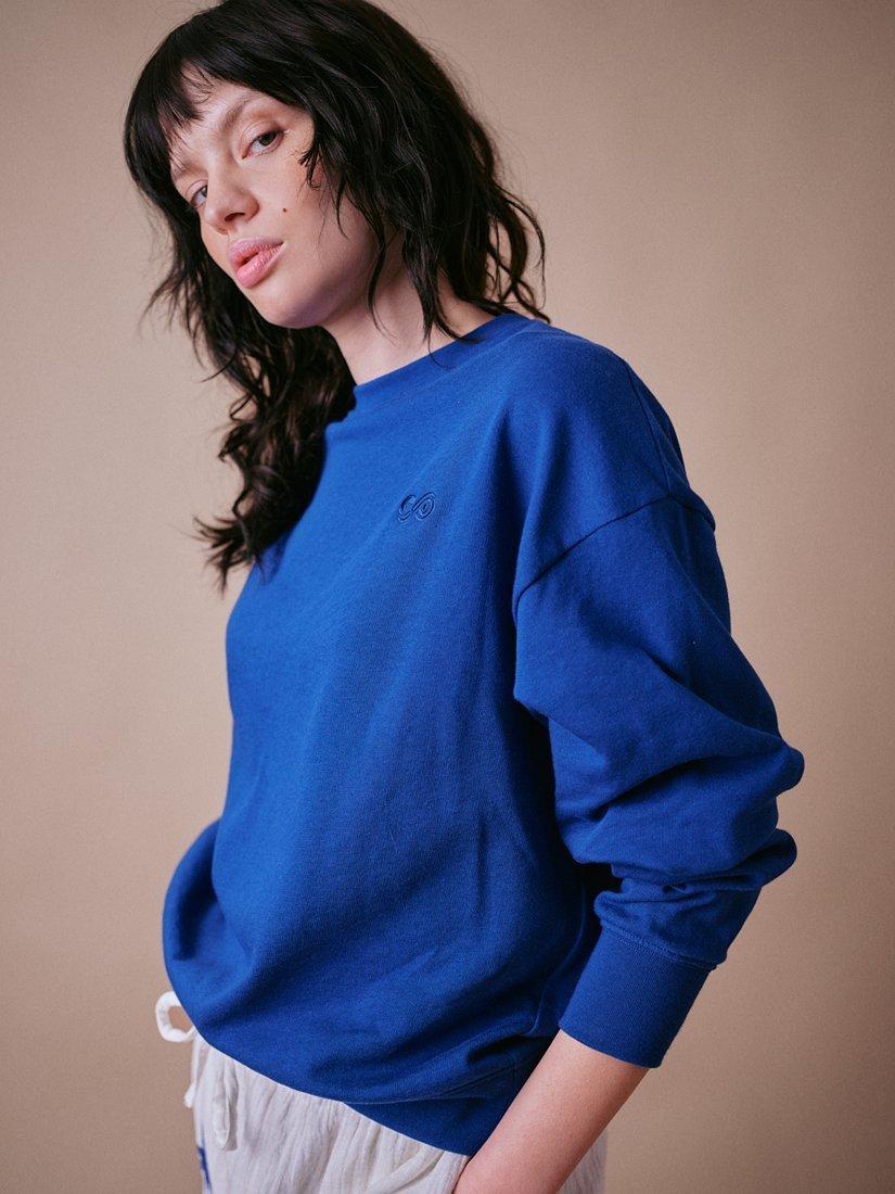Product image 4 of 5, which shows Cape Cove Moon Sun Star Sweatshirt, Cobalt, XS