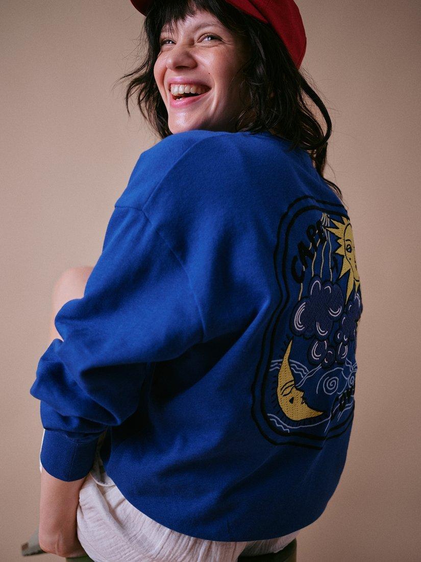 Product image 5 of 5, which shows Cape Cove Moon Sun Star Sweatshirt, Cobalt, XS