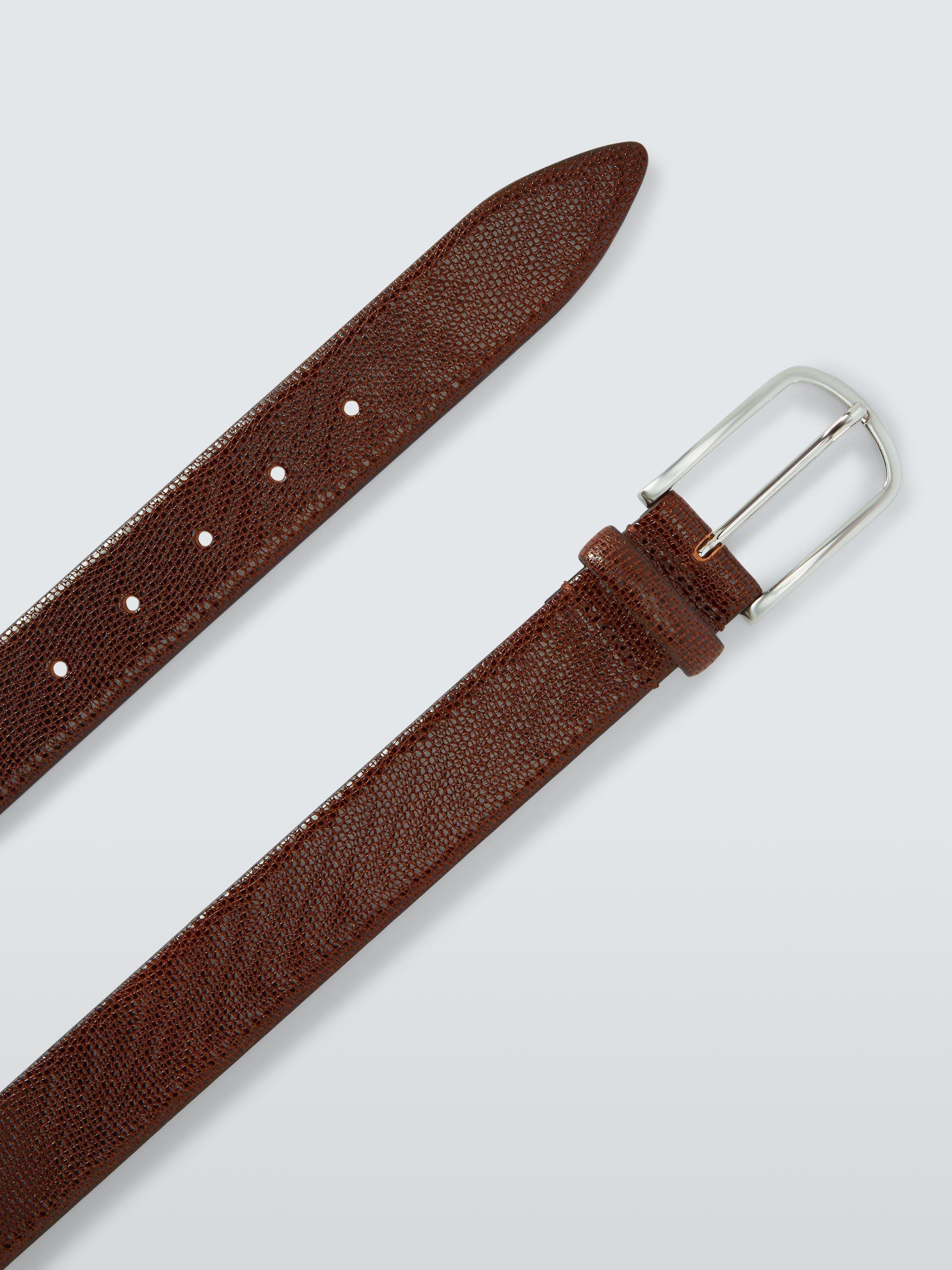 Product image 3 of 3, which shows John Lewis Made in Italy Textured Leather Belt, Brown, S
