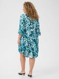 KAFFE Curve Ami Leopard Print Mini Dress, Teal/Multi