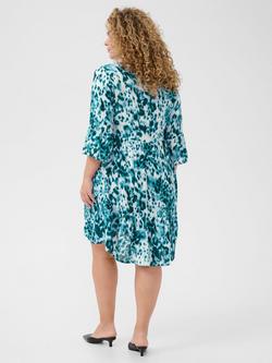 KAFFE Curve Ami Leopard Print Mini Dress, Teal/Multi - view 2, Teal/Multi