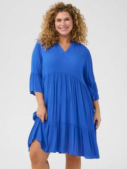 KAFFE Curve Mariana Ami Tiered Dress, Blue, Blue