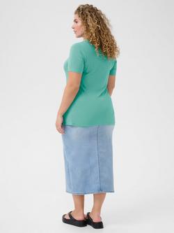 KAFFE Curve Jena V-Neck T-Shirt, Teal - view 2, Teal