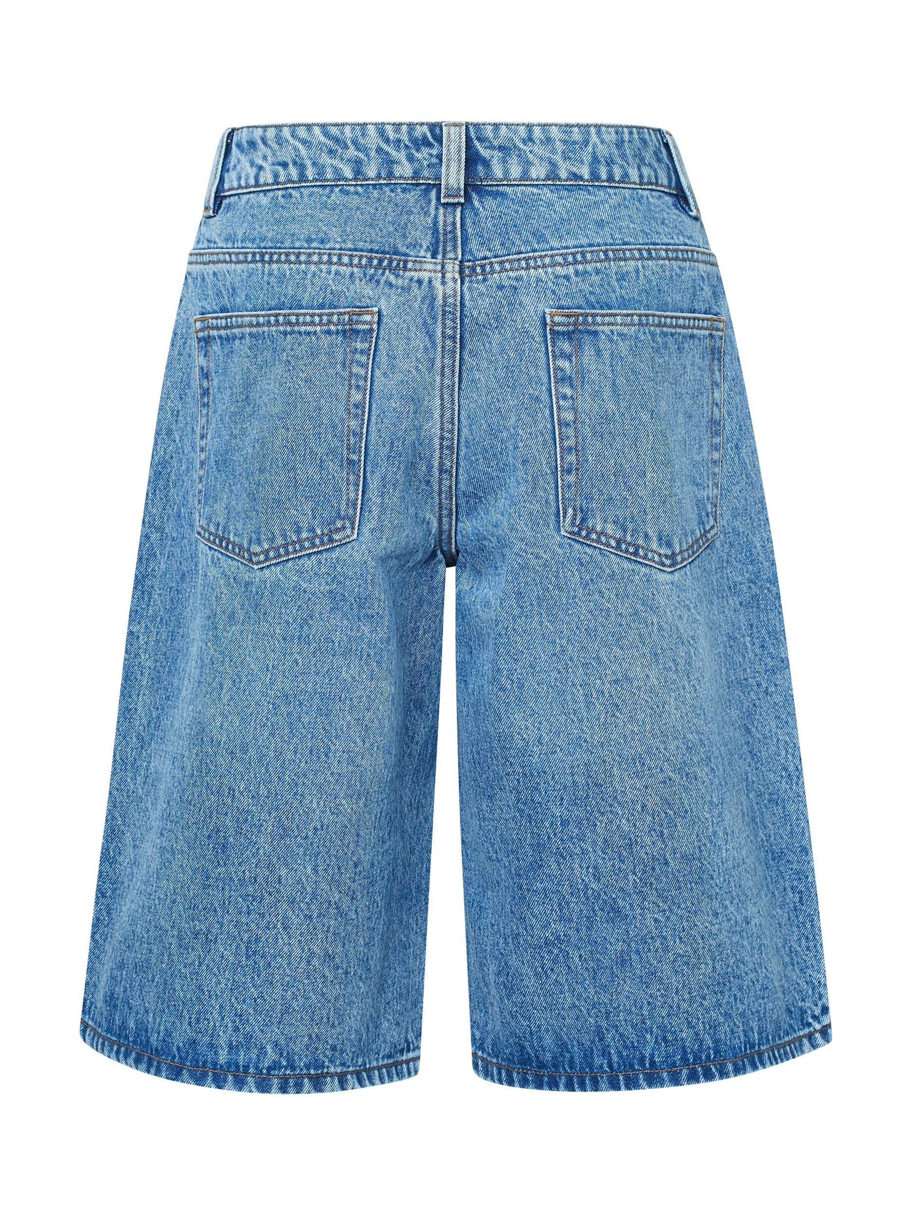 Product image 4 of 4, which shows Sisters Point Ofira Denim Bermuda Shorts, Mid Blue, S