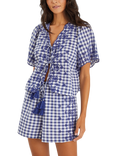 Accessorize Gingham Embroidered Shorts, Blue