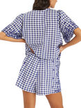 Accessorize Gingham Embroidered Shorts, Blue