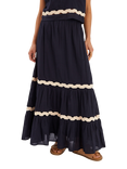 Accessorize Ric Rac Tiered Maxi Skirt, Black