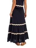 Accessorize Ric Rac Tiered Maxi Skirt, Black