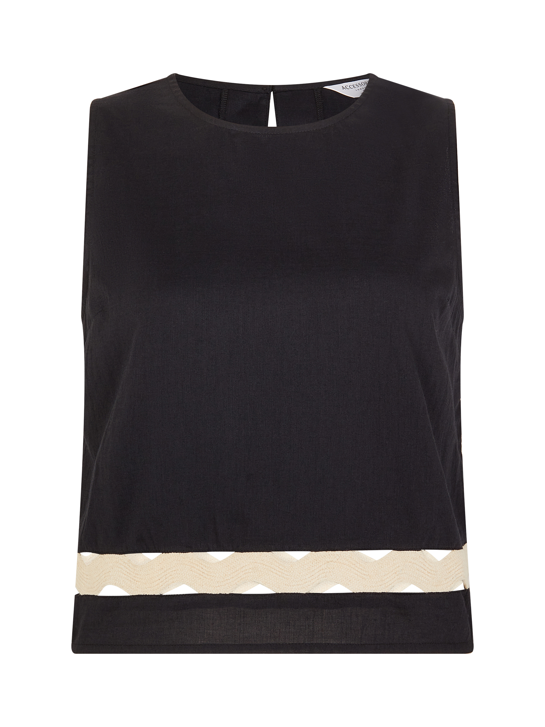 Product image 4 of 4, which shows Accessorize Sleeveless Ric Rac Top, Black, S
