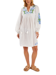 Accessorize Embroidered Long Sleeve Smock Dress, White