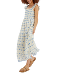 Accessorize Broderie Smocked Metallic Maxi Dress, White