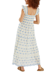 Accessorize Broderie Smocked Metallic Maxi Dress, White