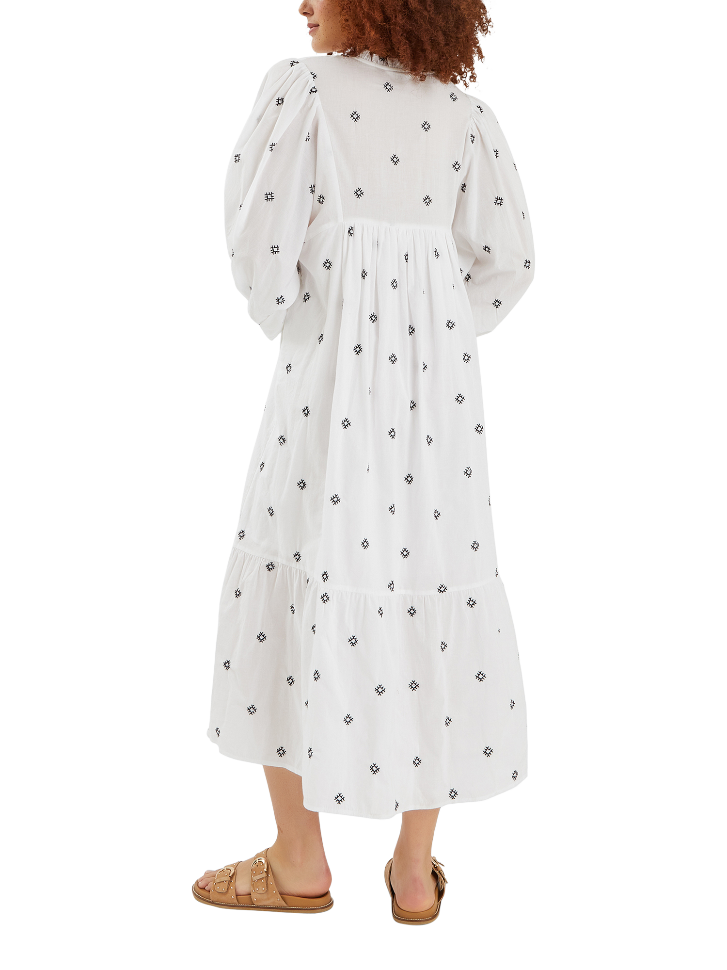 Product image 2 of 4, which shows Accessorize Embroidered Long Sleeve Maxi Dress, White, S