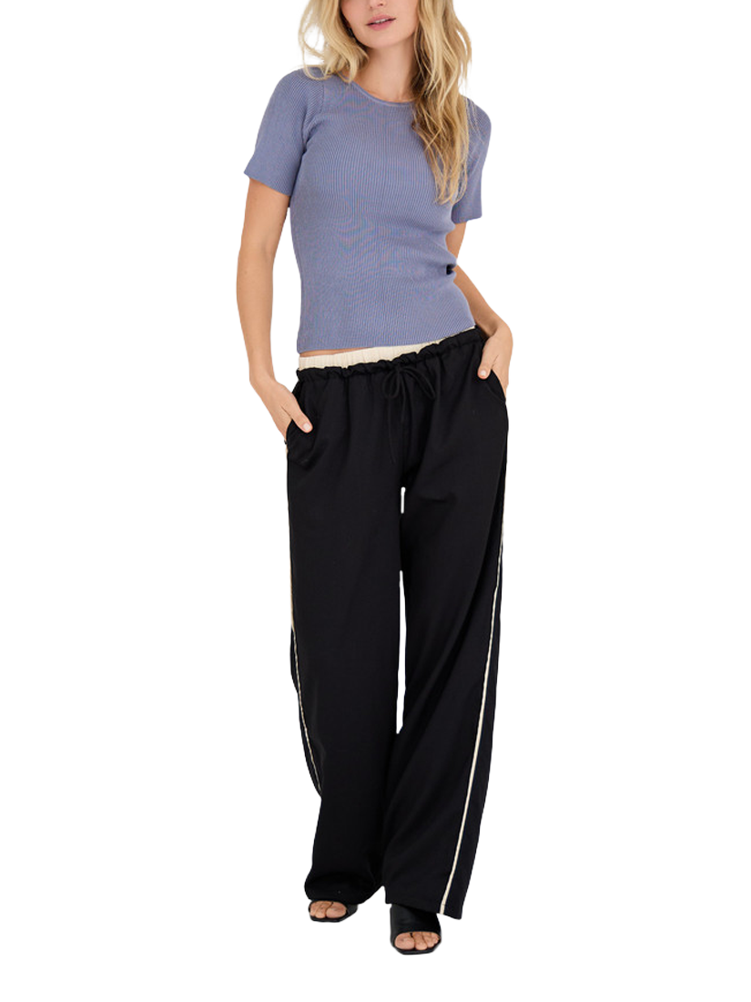 Product image 1 of 3, which shows A-VIEW Rib Knit T-Shirt, Dusty Blue, XS