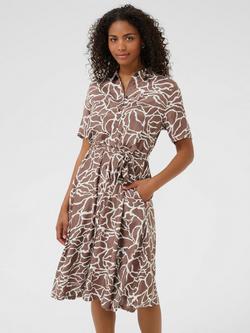 KAFFE Emine Abstract Shirt Dress, Deep Taupe/Chalk - view 2, Deep Taupe/Chalk