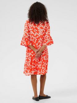 KAFFE KAhera Floral Midi Dress, Red/Chalk - view 2, Red/Chalk