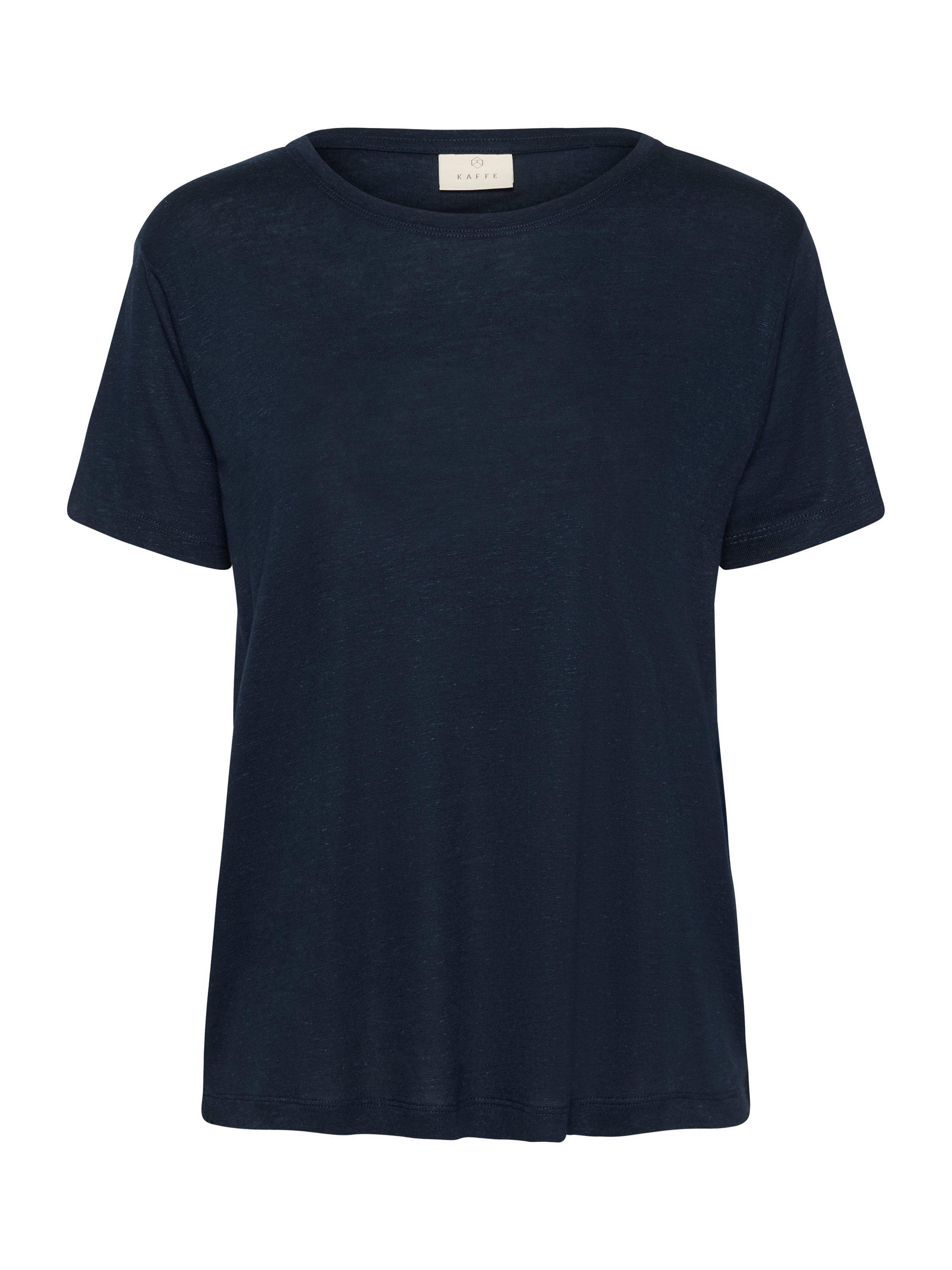 Product image 4 of 5, which shows KAFFE Maria Linen Blend T-Shirt, Midnight Marine, XS
