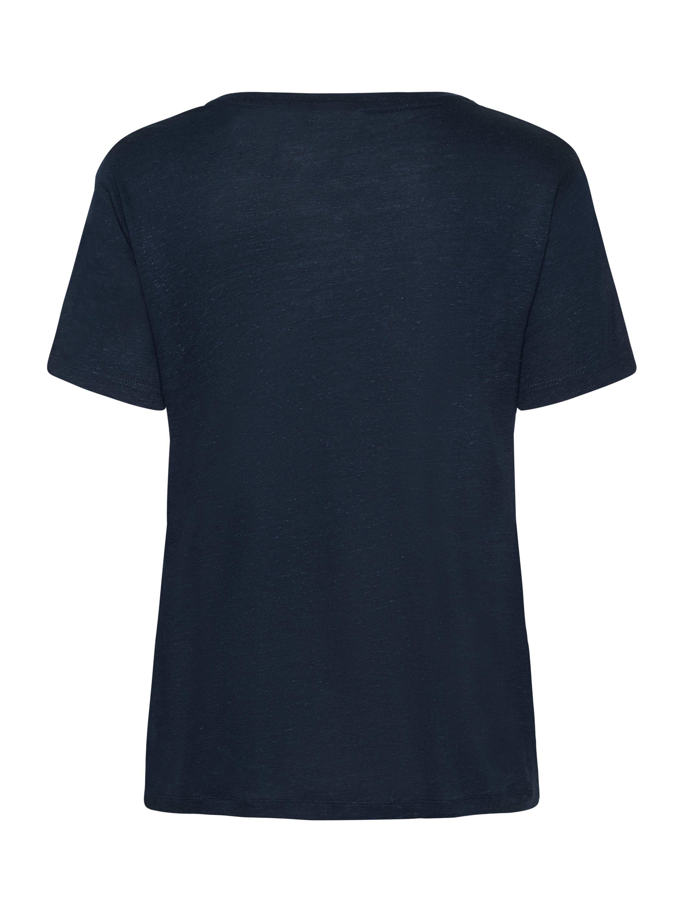 Product image 5 of 5, which shows KAFFE Maria Linen Blend T-Shirt, Midnight Marine, XS