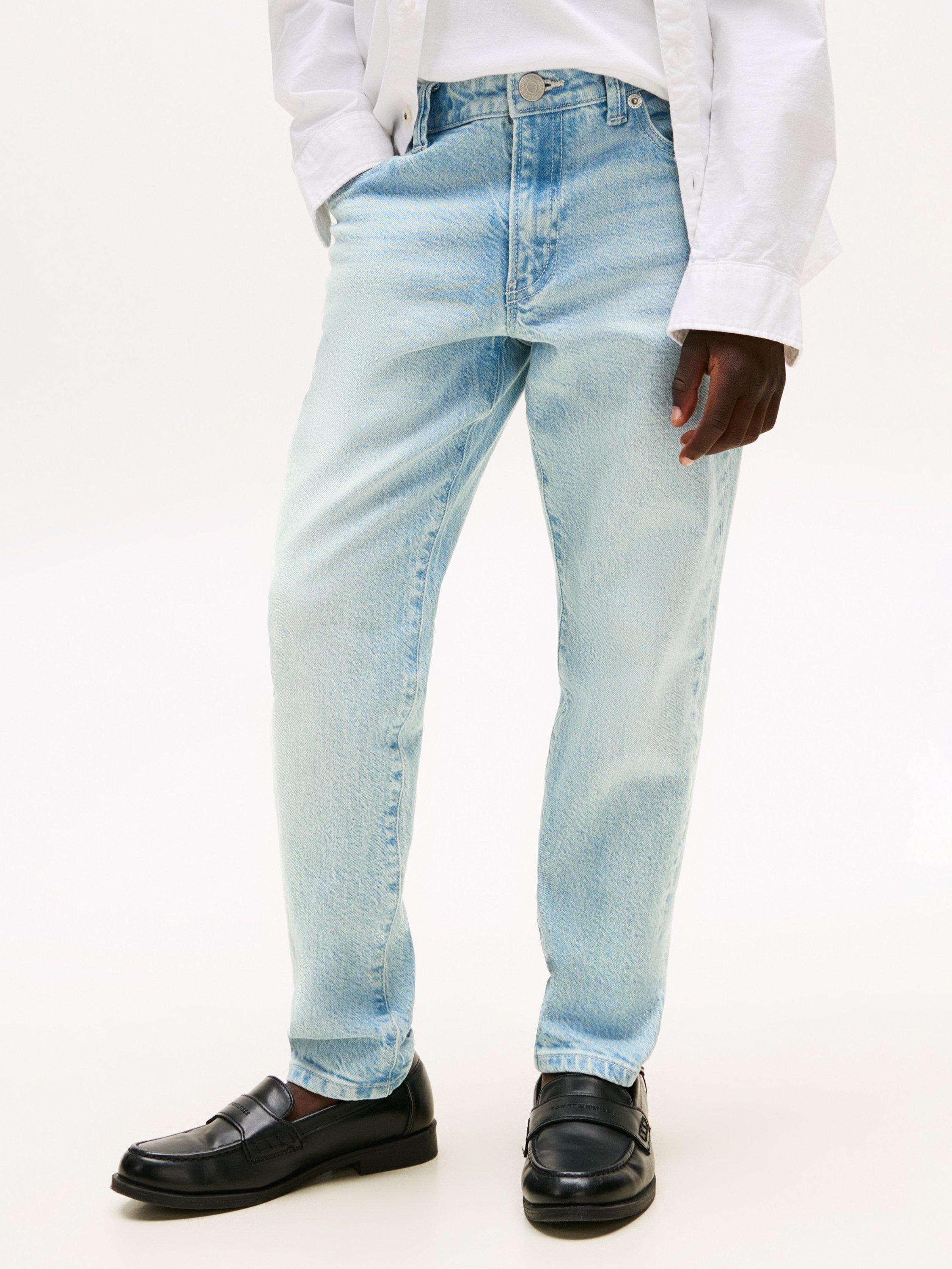 Product image 1 of 5, which shows Tommy Hilfiger Kids' Cotton Blend Straight Jeans, Bleachwashed, 3 years