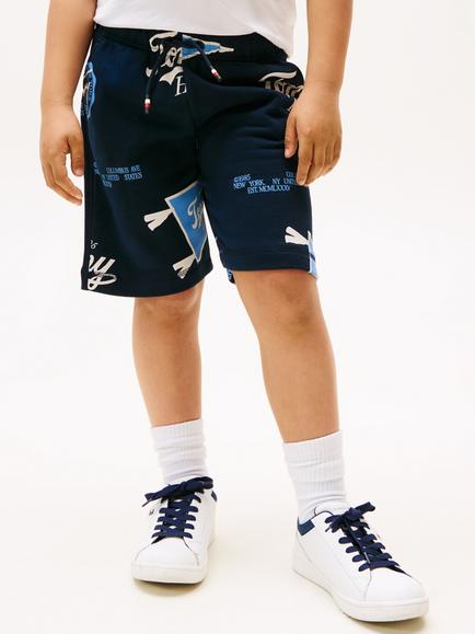 Tommy Hilfiger Kids' Cotton Blend Drawstring Varsity Shorts, Dark Night Navy, Dark Night Navy