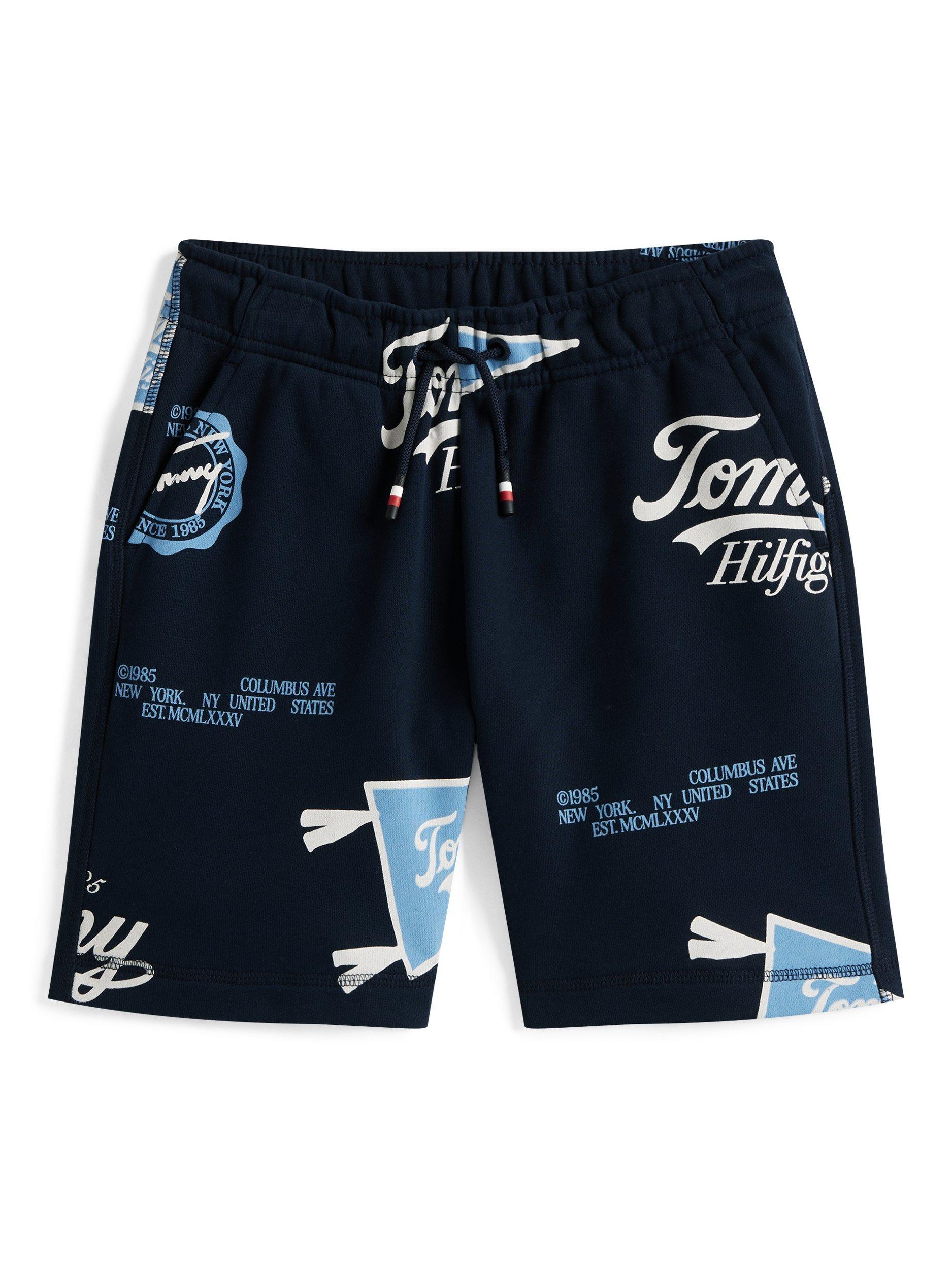 Product image 5 of 5, which shows Tommy Hilfiger Kids' Cotton Blend Drawstring Varsity Shorts, Dark Night Navy, 3 years