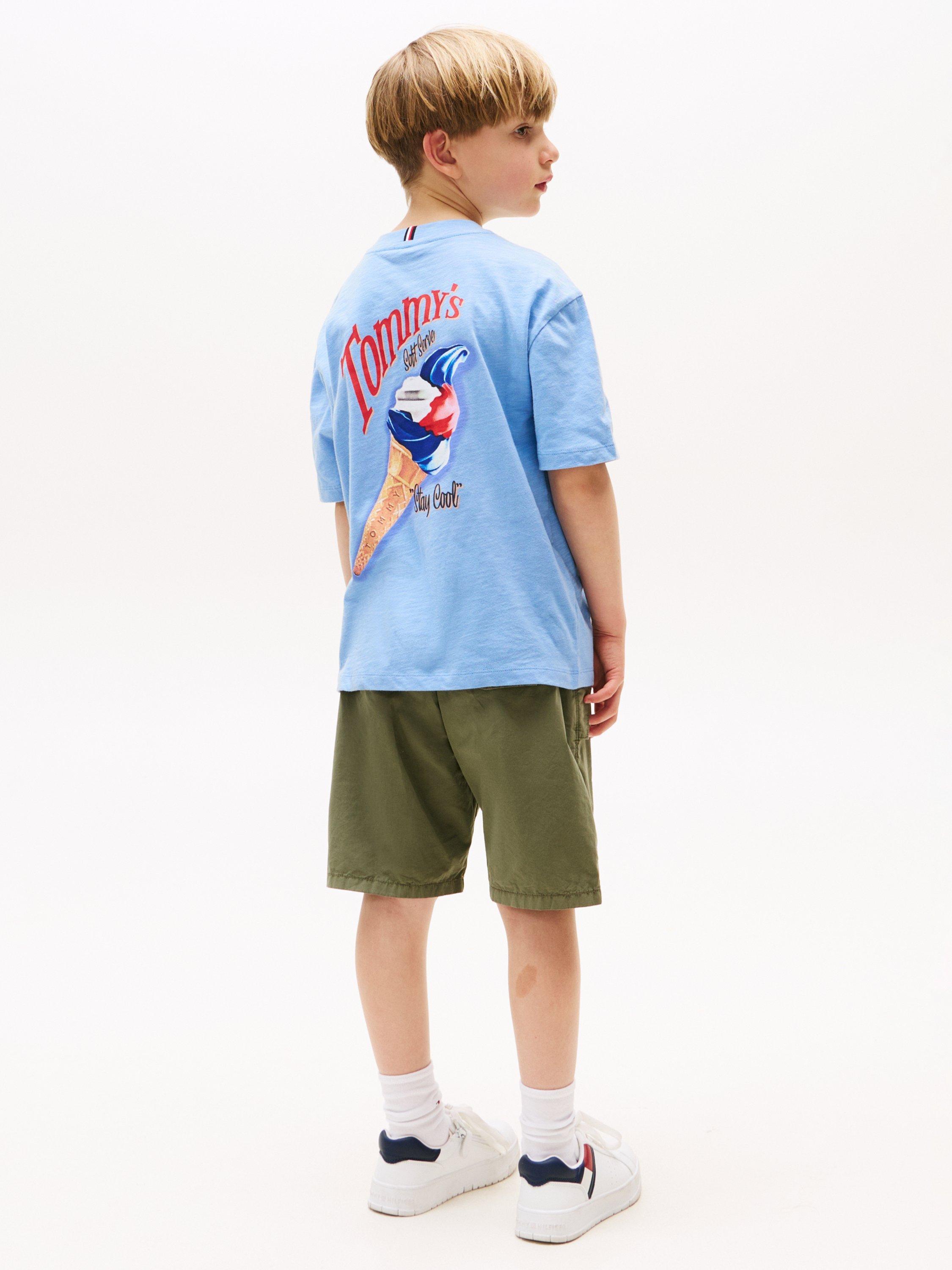 Product image 2 of 5, which shows Tommy Hilfiger Kids' Archive Cotton Ice Cream T-Shirt, Cloudy Blue, 3 years