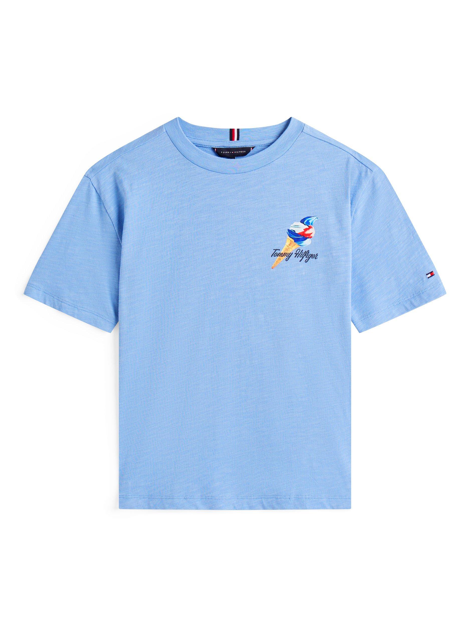 Product image 5 of 5, which shows Tommy Hilfiger Kids' Archive Cotton Ice Cream T-Shirt, Cloudy Blue, 3 years
