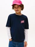 Tommy Hilfiger Kids' Archive Cotton Crew Neck T-Shirt, Dark Night Navy
