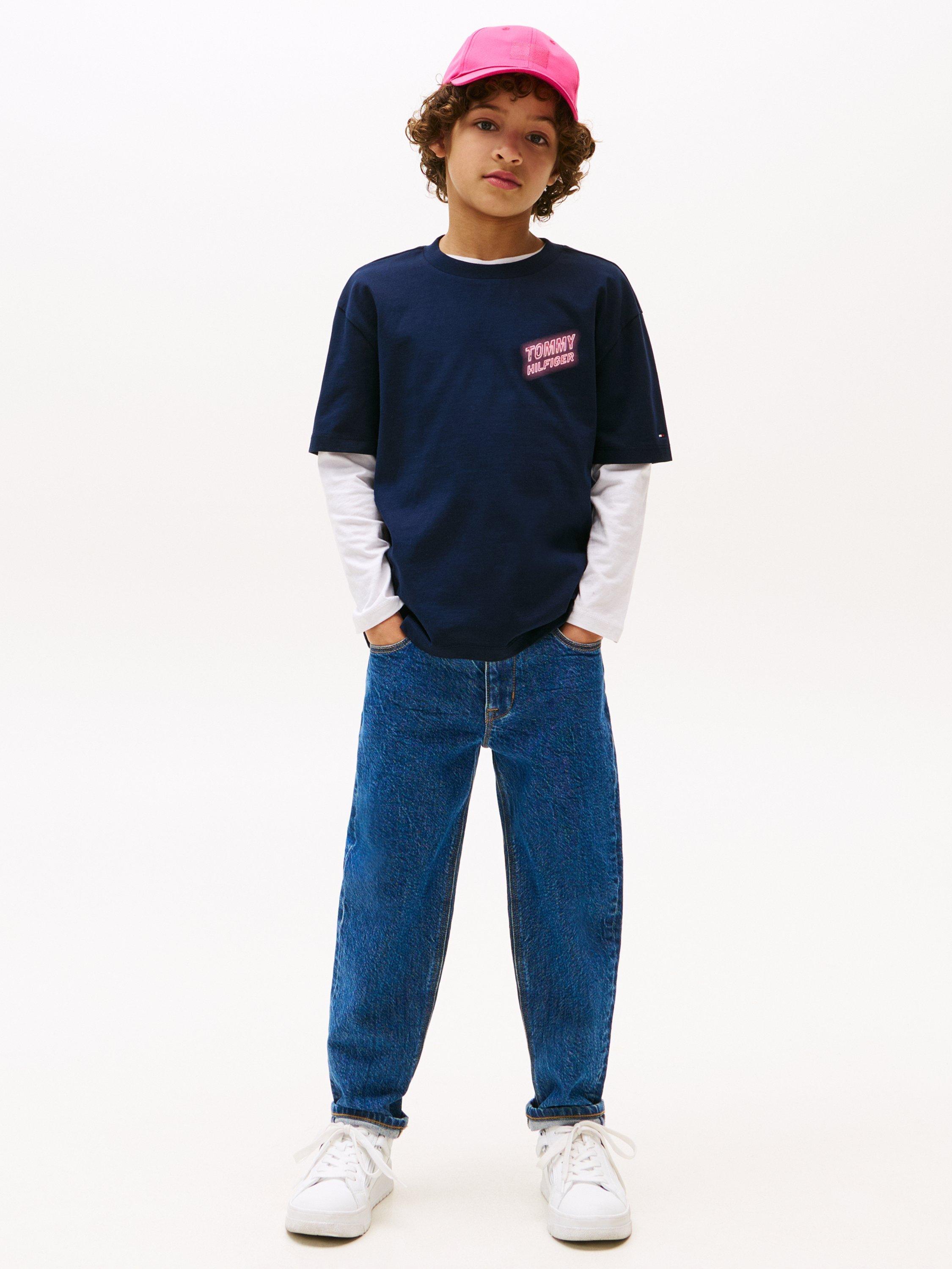 Product image 3 of 6, which shows Tommy Hilfiger Kids' Archive Cotton Crew Neck T-Shirt, Dark Night Navy, 6 years