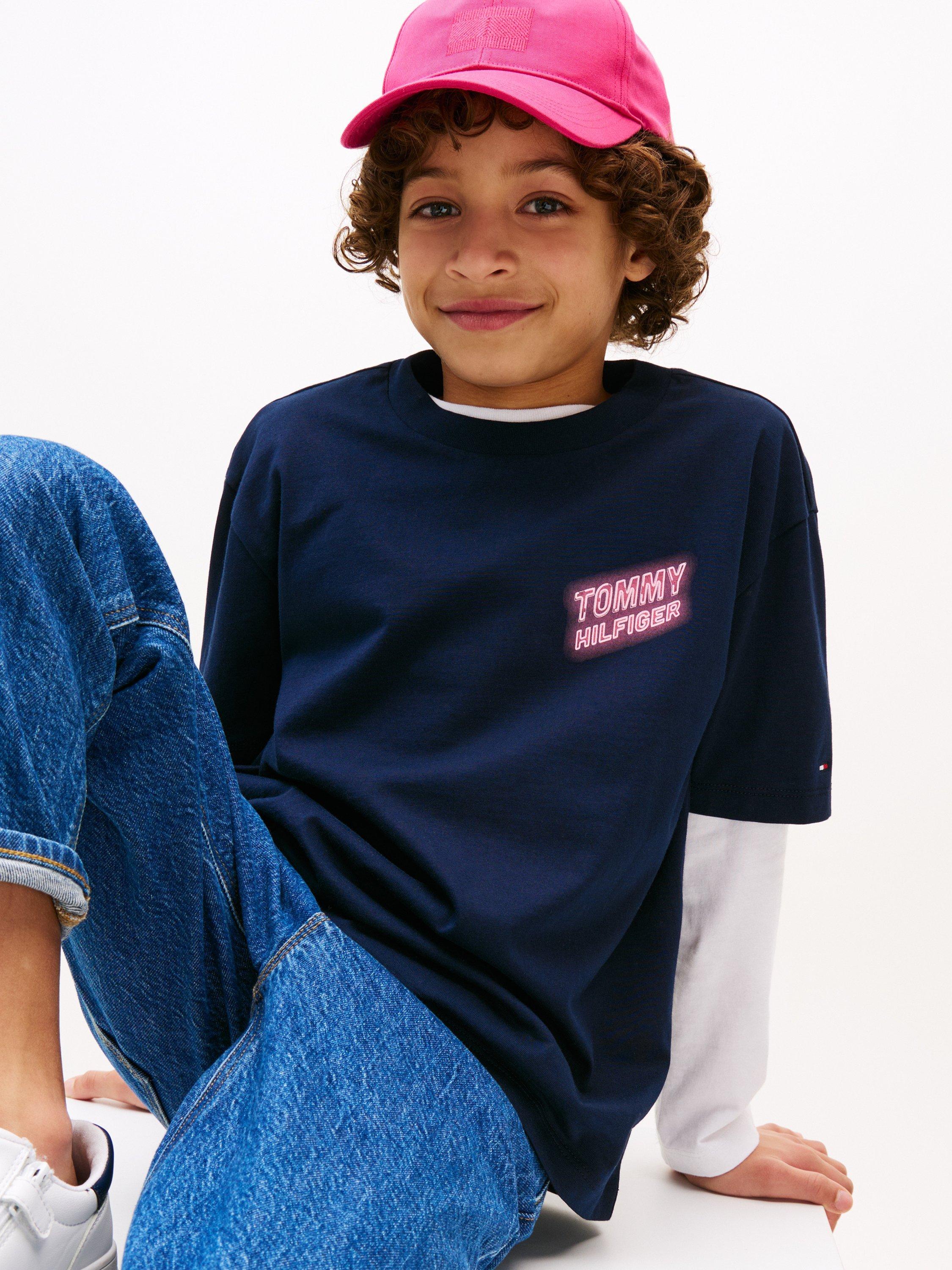 Product image 4 of 6, which shows Tommy Hilfiger Kids' Archive Cotton Crew Neck T-Shirt, Dark Night Navy, 6 years