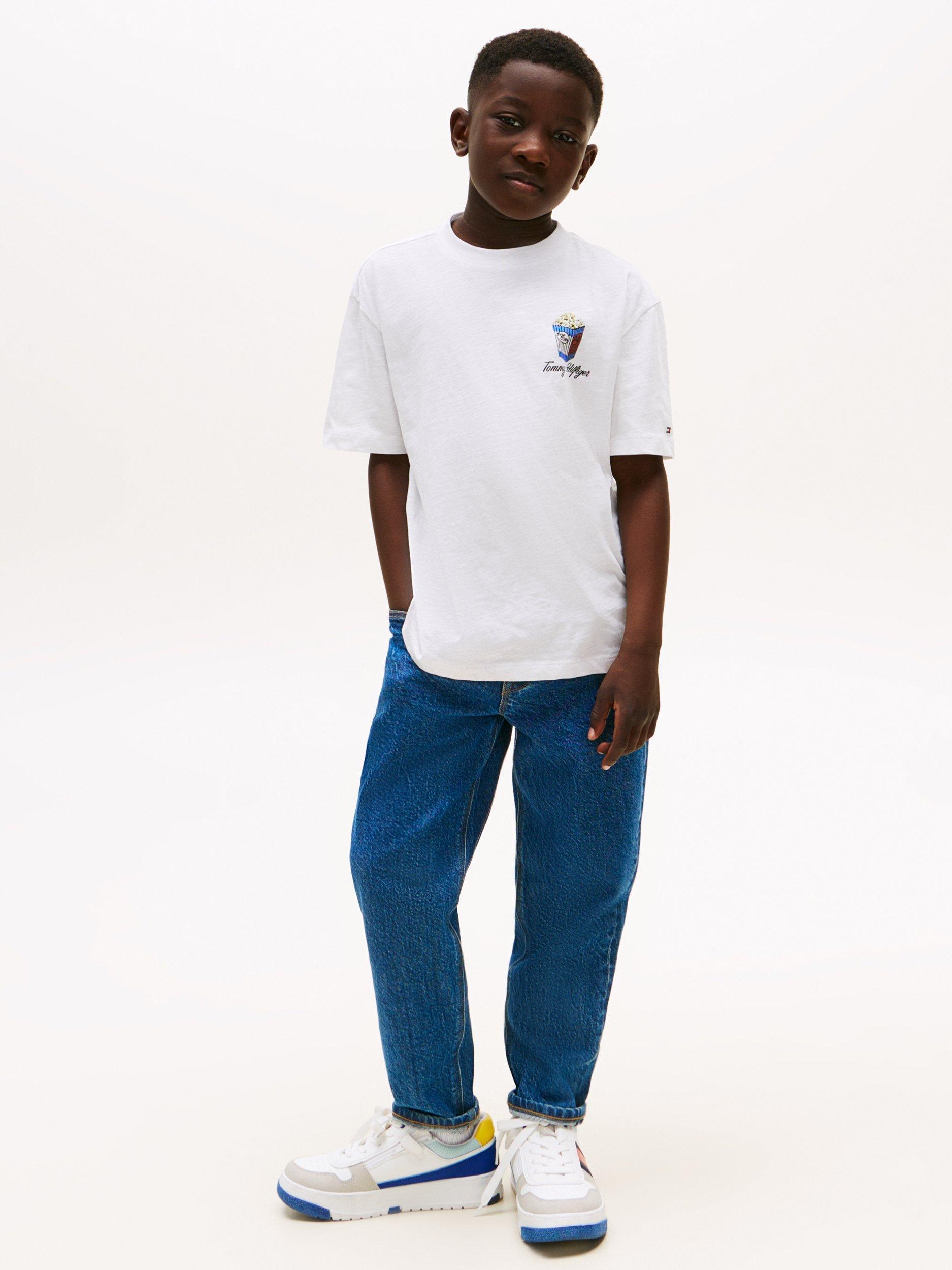 Product image 3 of 5, which shows Tommy Hilfiger Archive Popcorn Graphic Cotton T-Shirt, White, 3 yrs