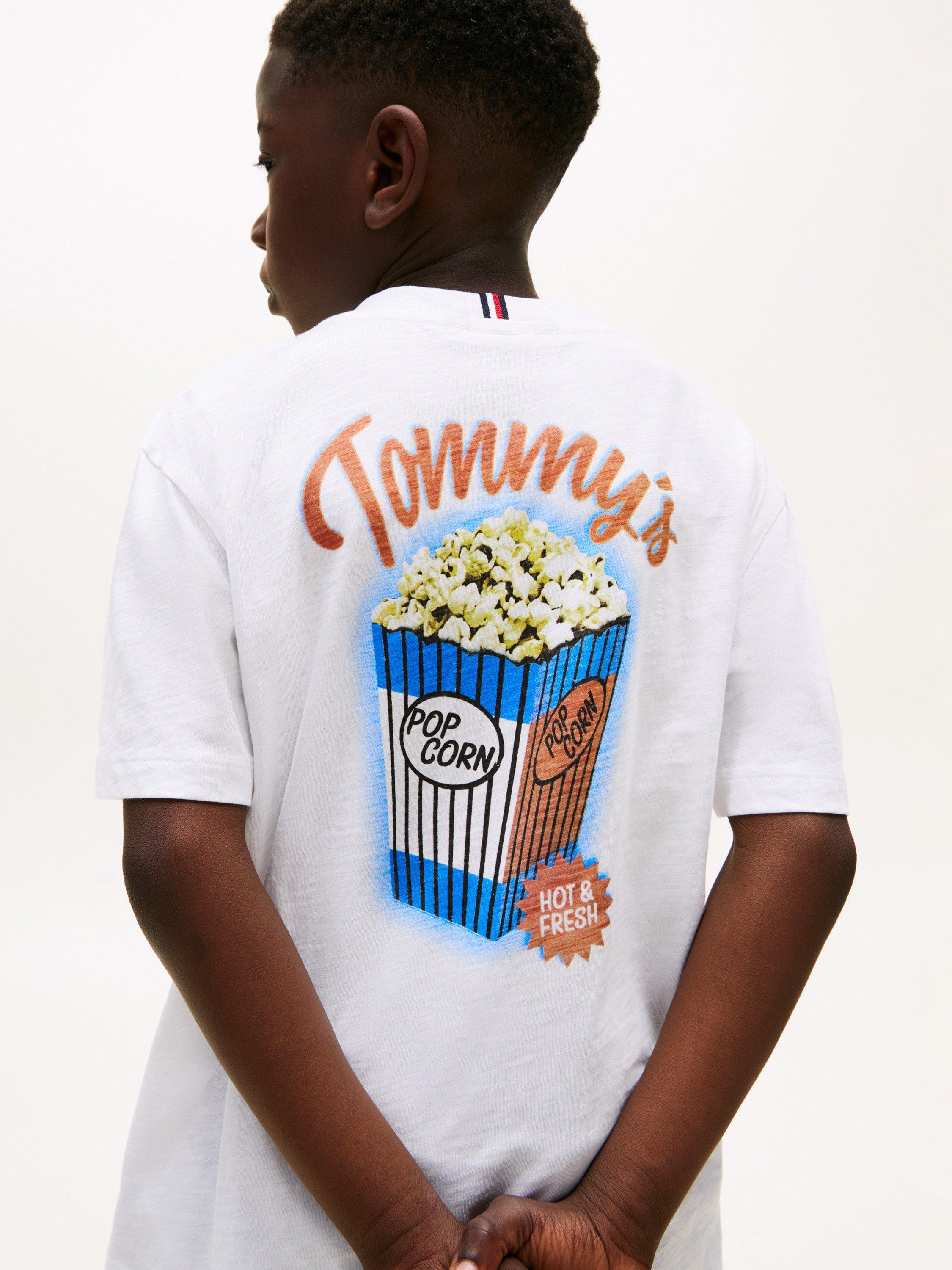 Product image 4 of 5, which shows Tommy Hilfiger Archive Popcorn Graphic Cotton T-Shirt, White, 3 yrs