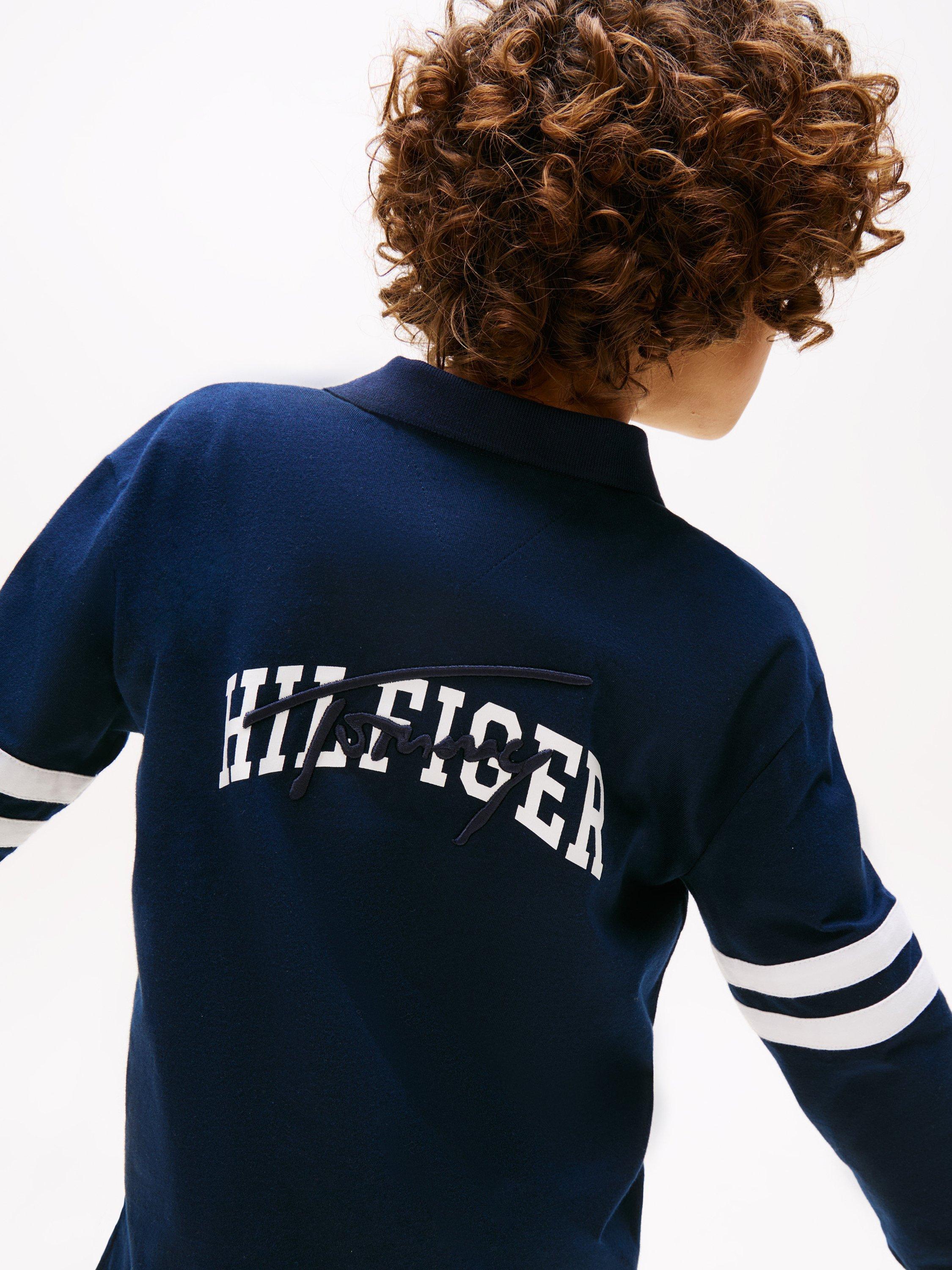 Product image 4 of 5, which shows Tommy Hilfiger Kids' Cotton Long Sleeved Polo Shirt, Dark Night Navy, 3 years