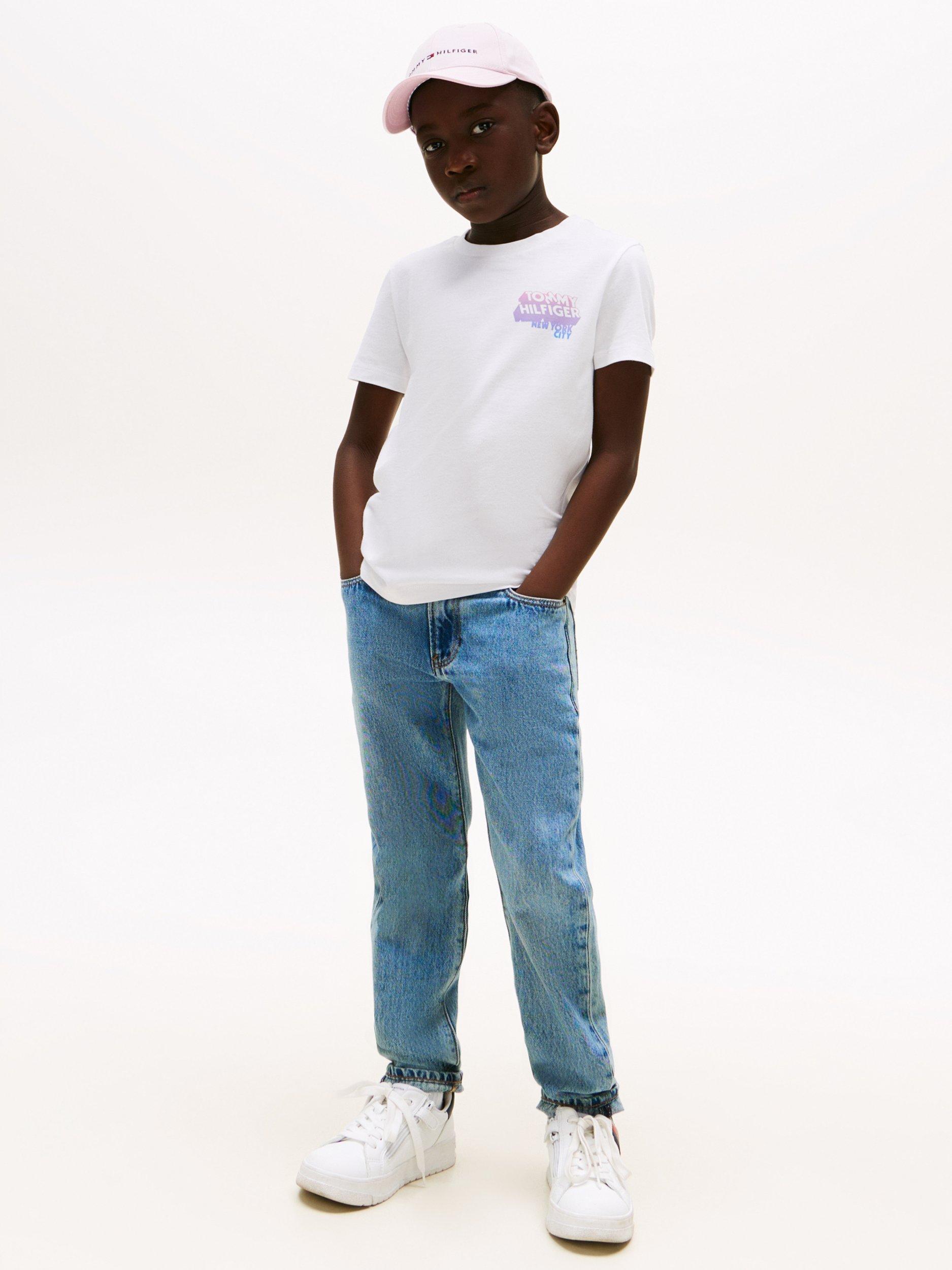 Product image 3 of 5, which shows Tommy Hilfiger Kids' Cotton Graphic Logo T-Shirt, White, 3 years
