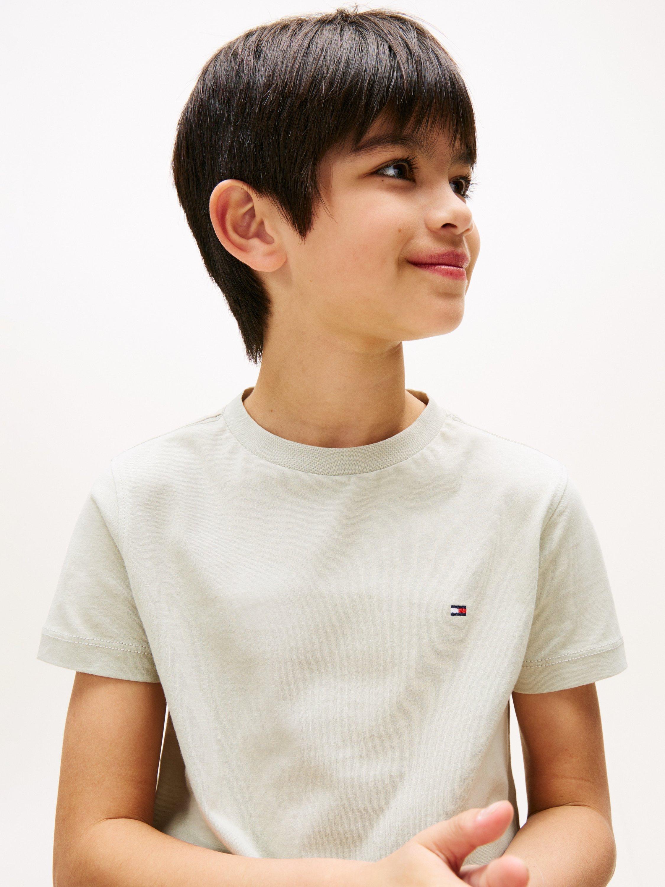 Product image 4 of 5, which shows Tommy Hilfiger Kids' Cotton Crew Neck Logo T-Shirt, Misty Sage, 3 years