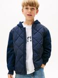 Tommy Hilfiger Kids' Quilted Zip Bomber Jacket, Dark Night Navy
