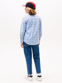 Tommy Hilfiger Kid's' Cotton Long Sleeved Checked Shirt, Cloudy Blue Check - view 2, Cloudy Blue Check