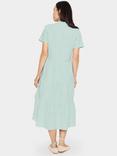 Saint Tropez ElmikoSZ Pistachio Striped Cotton V-Neck Midi Dress