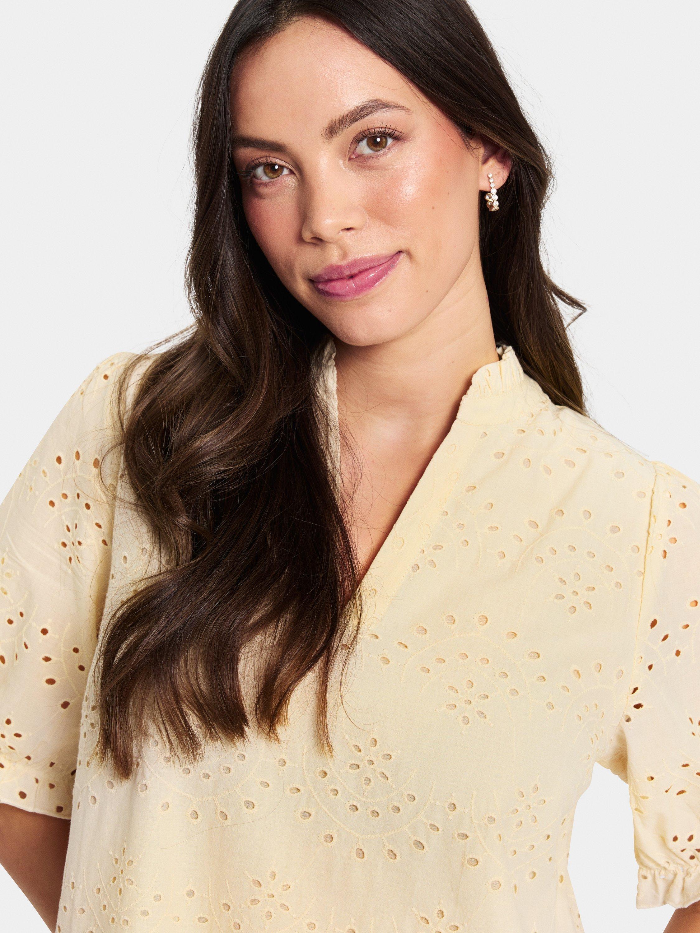 Product image 4 of 6, which shows Saint Tropez GeleksaSZ Broderie Anglaise Cotton Midi Dress, Crème Brûlée, XS