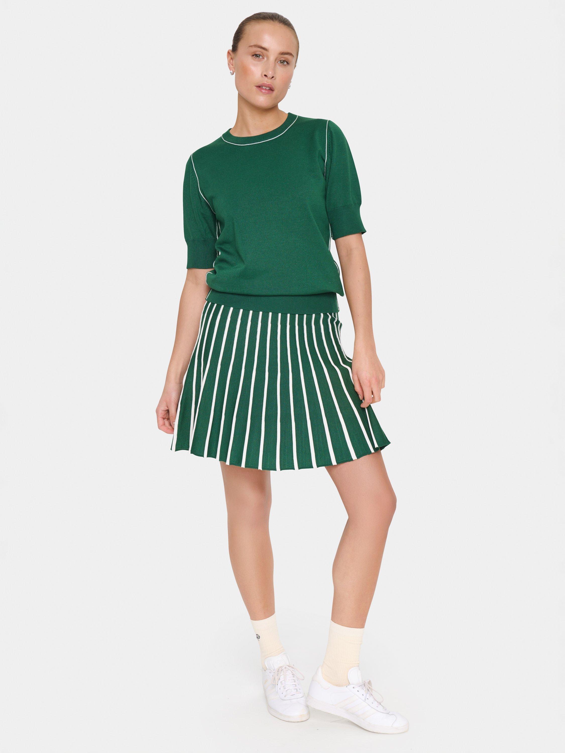 Product image 3 of 6, which shows Saint Tropez MilanaSZ Short Sleeve Mixed Blend Pullover Jumper, Abundant Green, XS