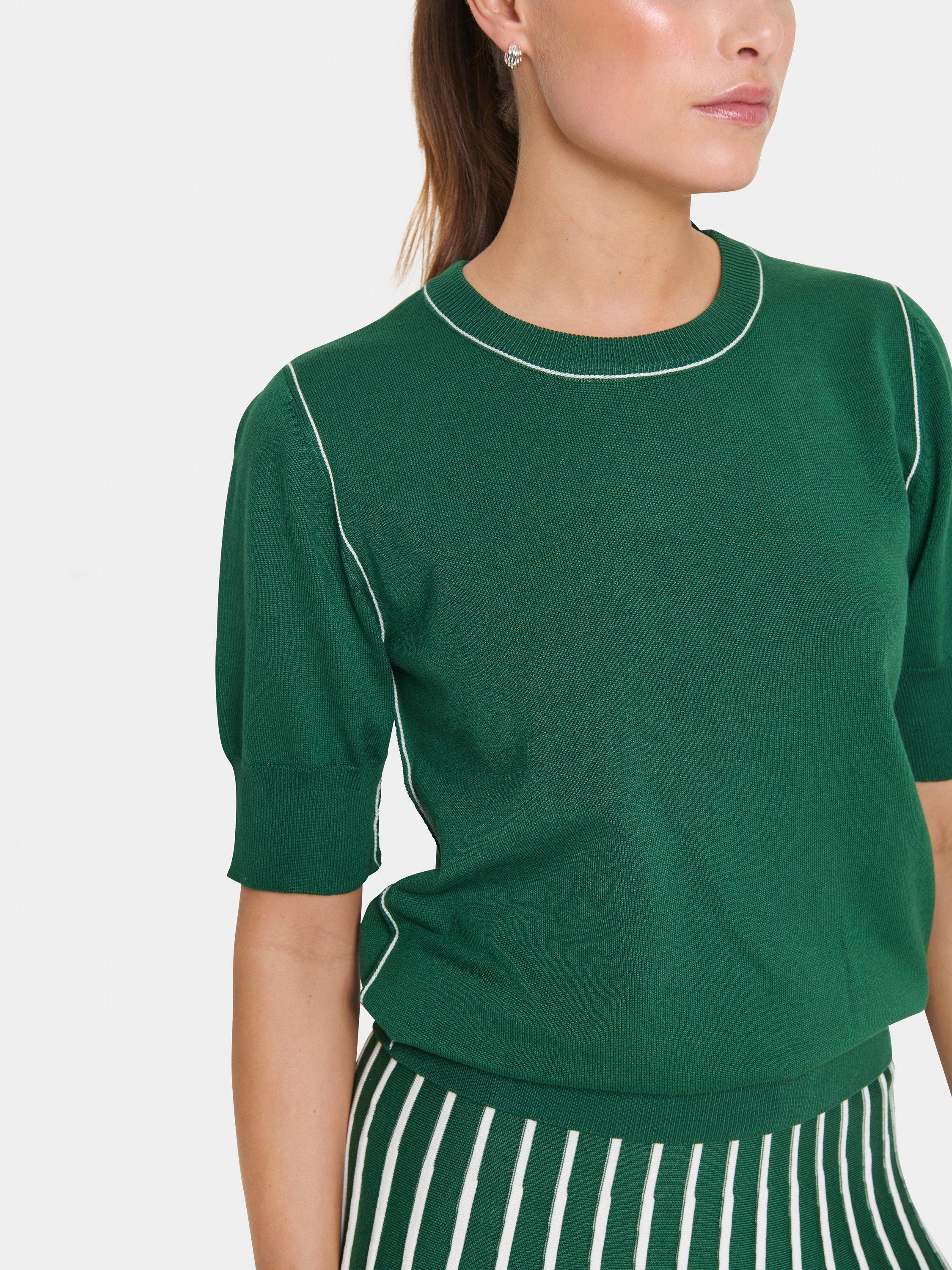 Product image 4 of 6, which shows Saint Tropez MilanaSZ Short Sleeve Mixed Blend Pullover Jumper, Abundant Green, XS