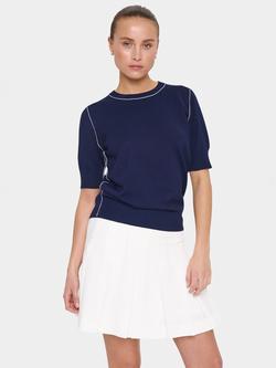 Saint Tropez MilaneSZ Short Sleeve Mixed Blend Pullover Jumper, Baritone Blue