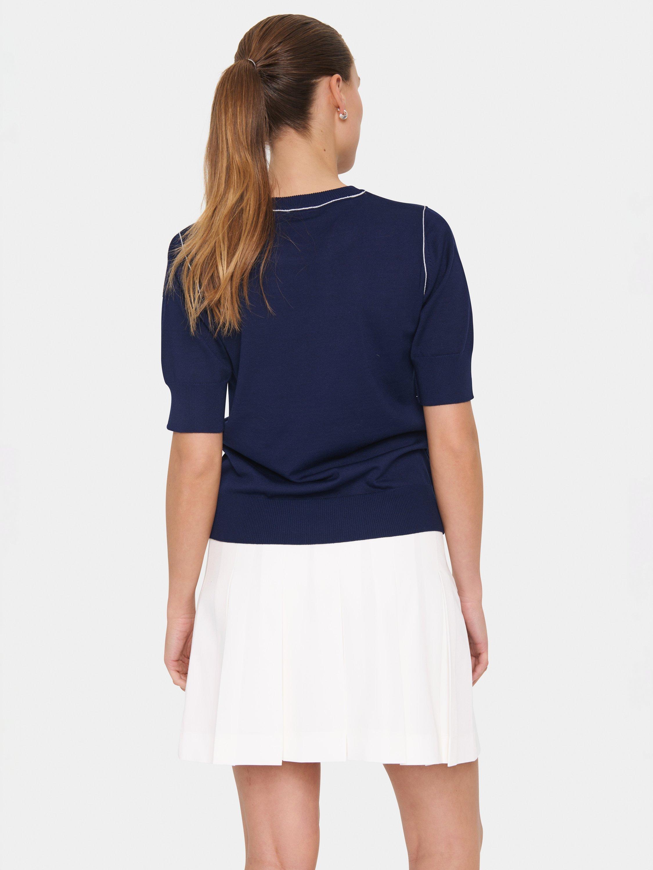 Product image 2 of 6, which shows Saint Tropez MilaneSZ Short Sleeve Mixed Blend Pullover Jumper, Baritone Blue, XS