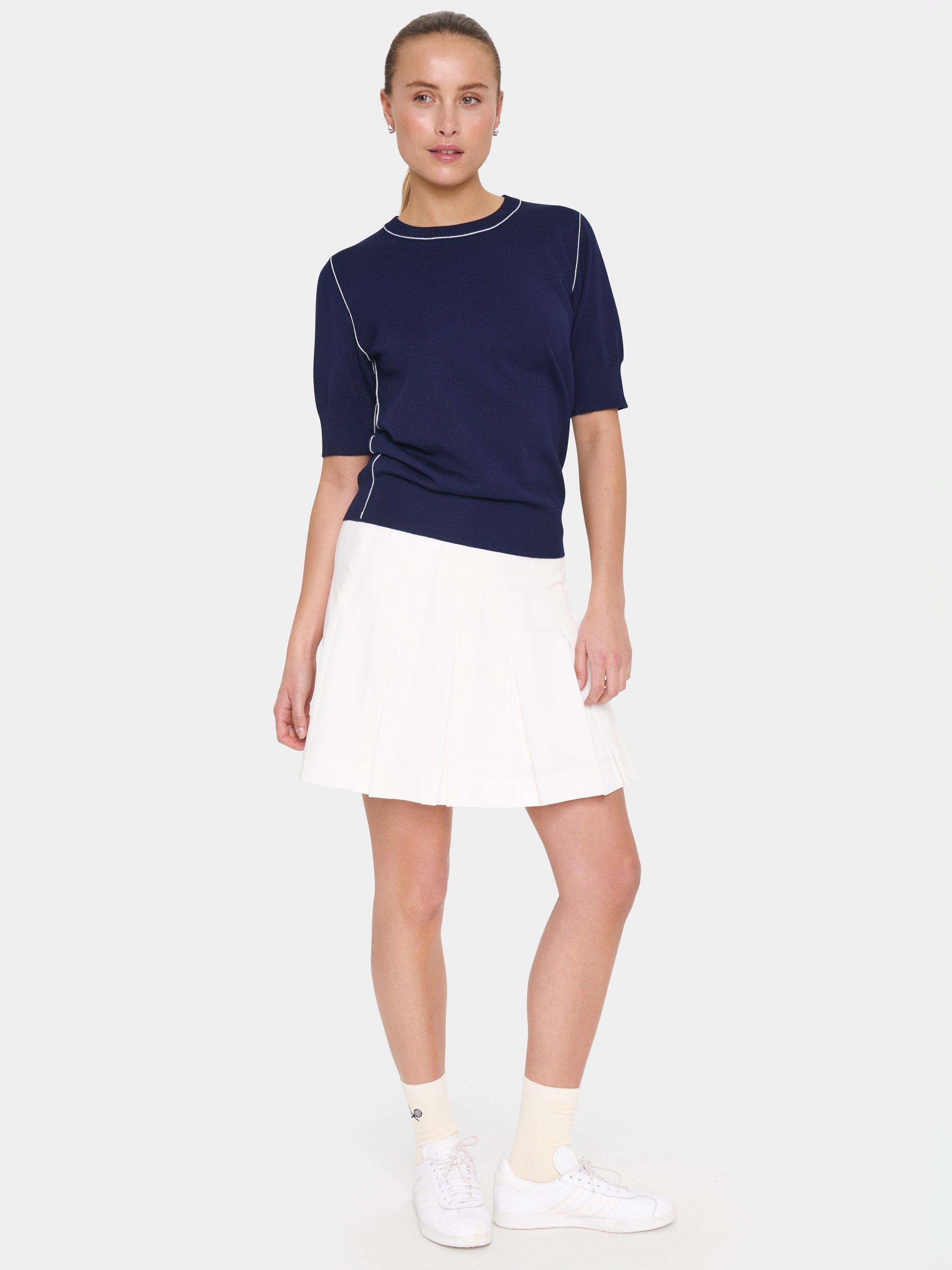 Product image 3 of 6, which shows Saint Tropez MilaneSZ Short Sleeve Mixed Blend Pullover Jumper, Baritone Blue, XS