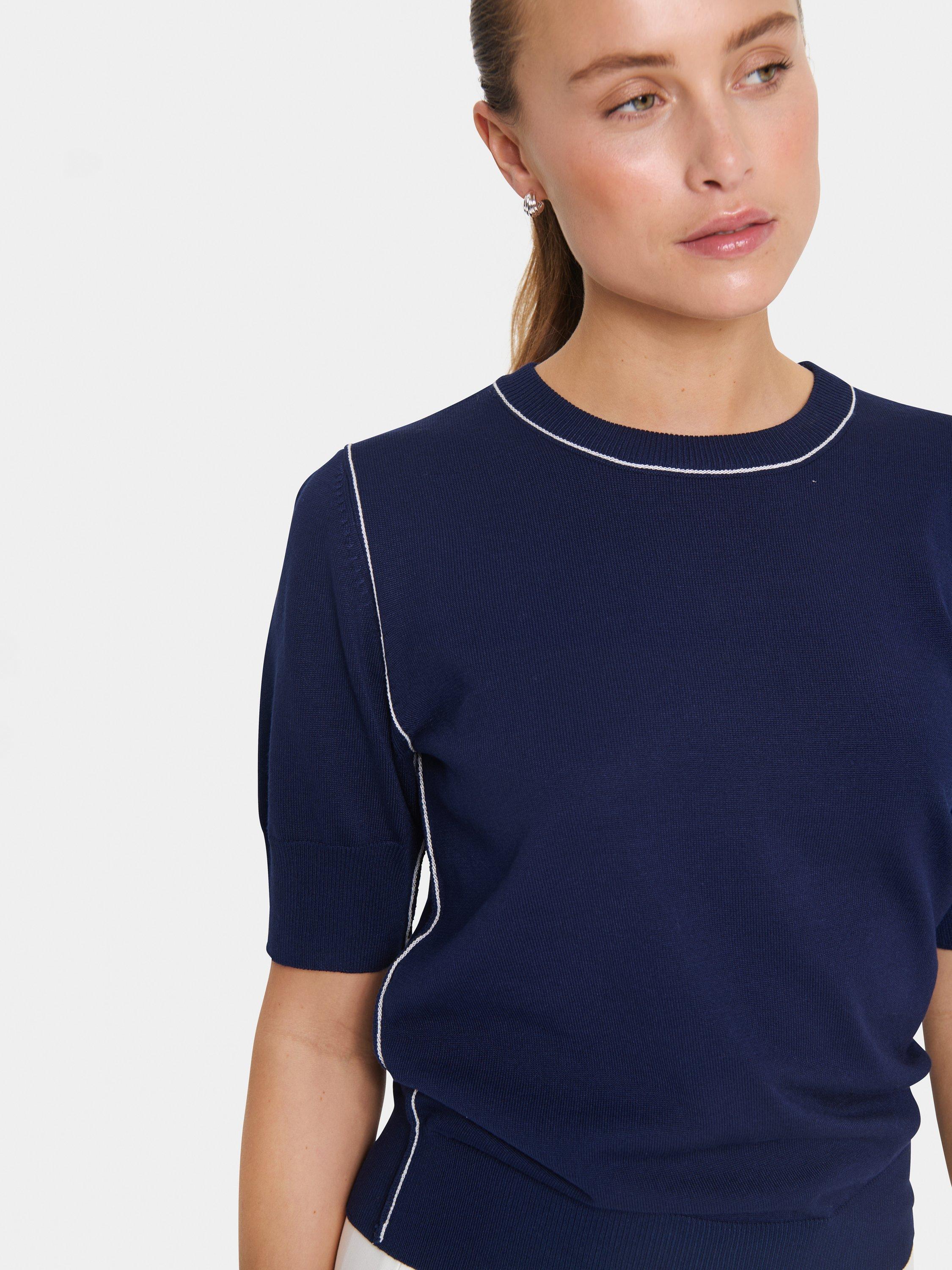 Product image 4 of 6, which shows Saint Tropez MilaneSZ Short Sleeve Mixed Blend Pullover Jumper, Baritone Blue, XS